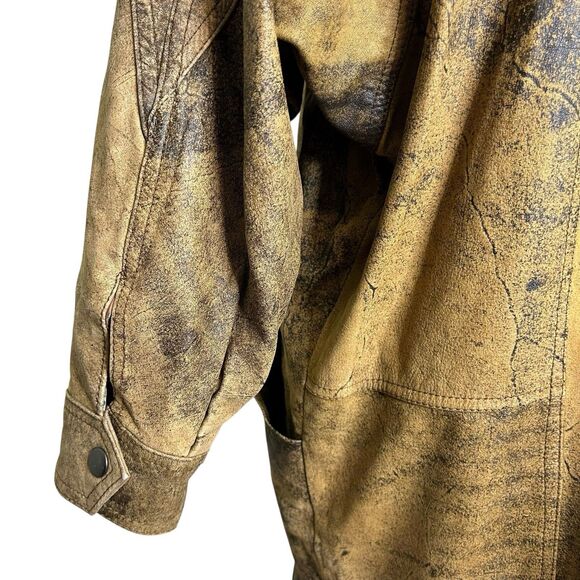 Vintage 80s WINLIT Women's Tumbled Leather Mid-Length Jacket MEDIUM Boho Hippie - Picture 12 of 16